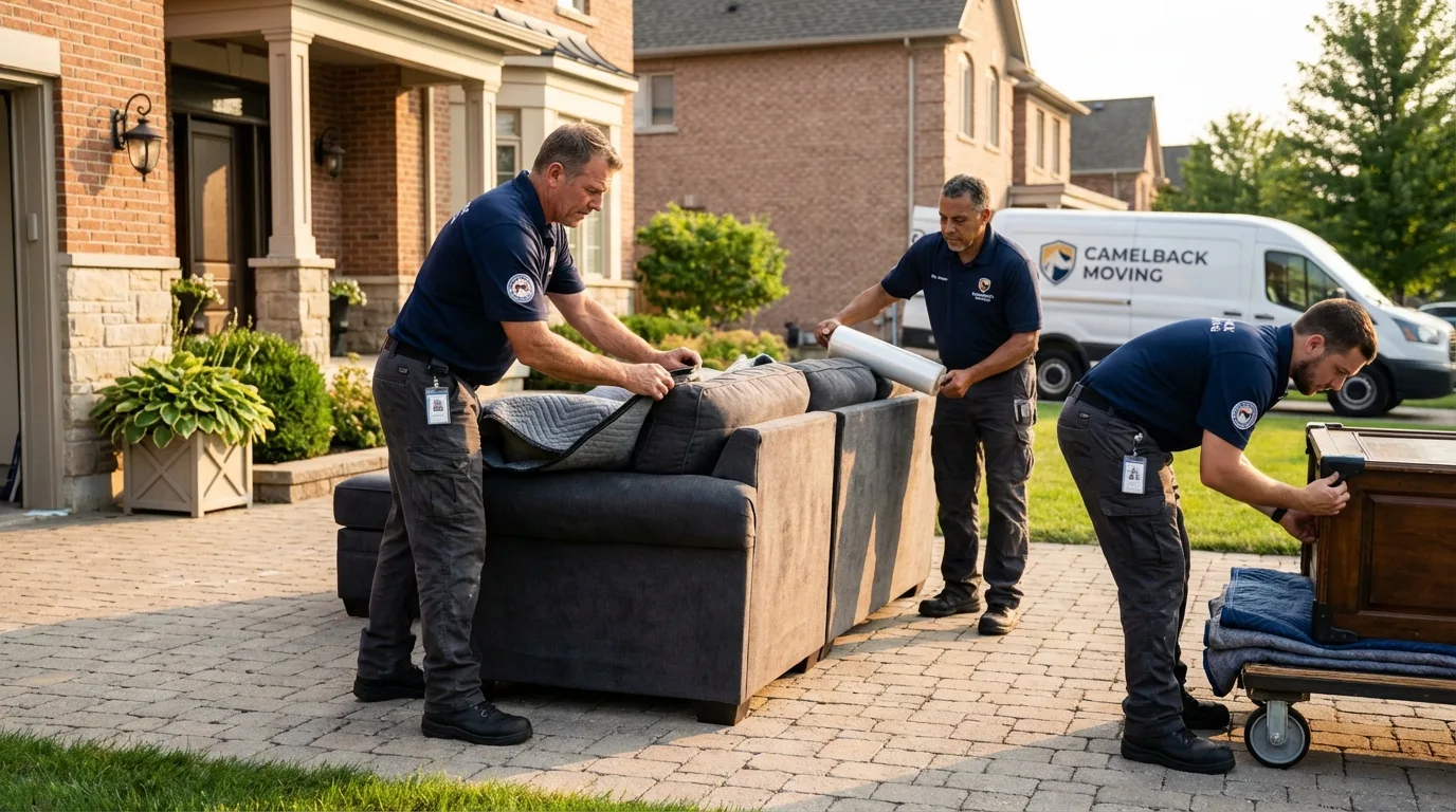 Large estate moving crew wrapping furniture in Bridgeport, CA